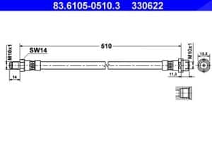 Ate Bremsschlauch hinten [Hersteller-Nr. 83.6105-0510.3] für Mercedes-Benz