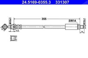 Ate Bremsschlauch vorne [Hersteller-Nr. 24.5169-0355.3] für BMW