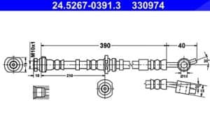 Ate Bremsschlauch vorne [Hersteller-Nr. 24.5267-0391.3] für Nissan