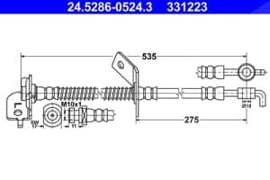 Ate Bremsschlauch vorne links [Hersteller-Nr. 24.5286-0524.3] für Hyundai
