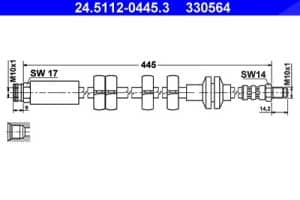 Ate Bremsschlauch vorne links rechts [Hersteller-Nr. 24.5112-0445.3] für Fiat
