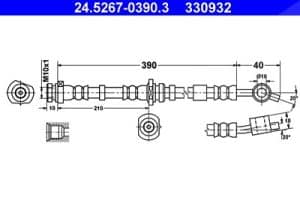 Ate Bremsschlauch vorne rechts [Hersteller-Nr. 24.5267-0390.3] für Nissan
