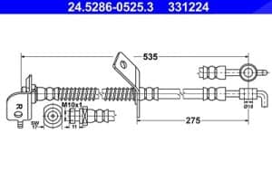 Ate Bremsschlauch vorne rechts [Hersteller-Nr. 24.5286-0525.3] für Hyundai