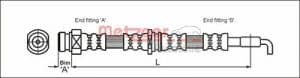 Metzger Autoteile Bremsschlauch [Hersteller-Nr. 4113669] für Mitsubishi